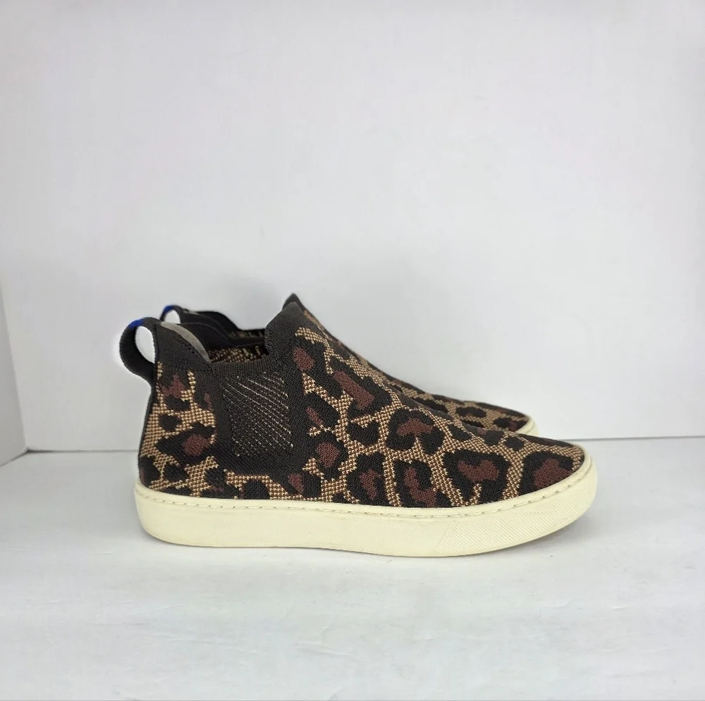 Rothy's The Chelsea Wildcat Ankle Boot Sneakers‎ Pull On Leopard Print Size 5
